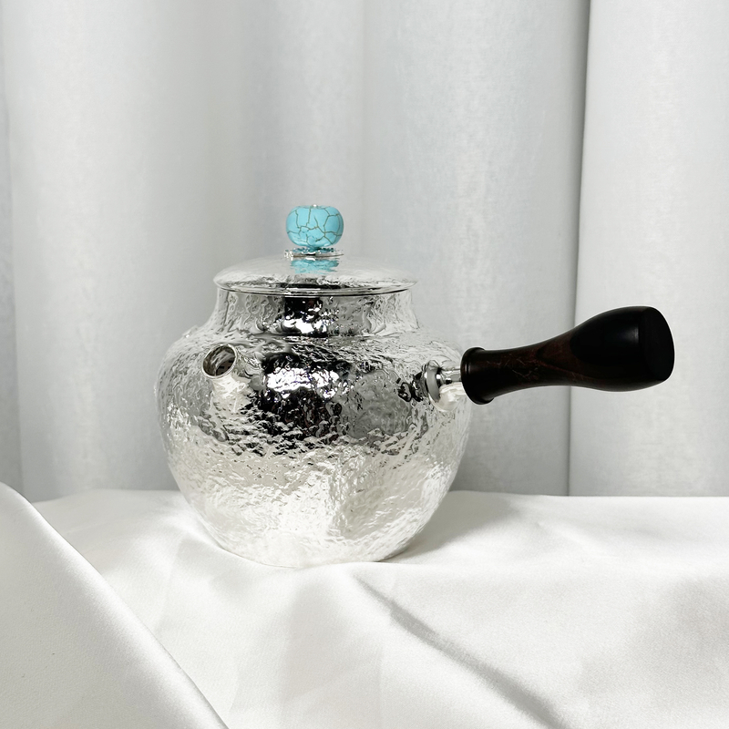 手工锤纹锤纹侧把公道壶