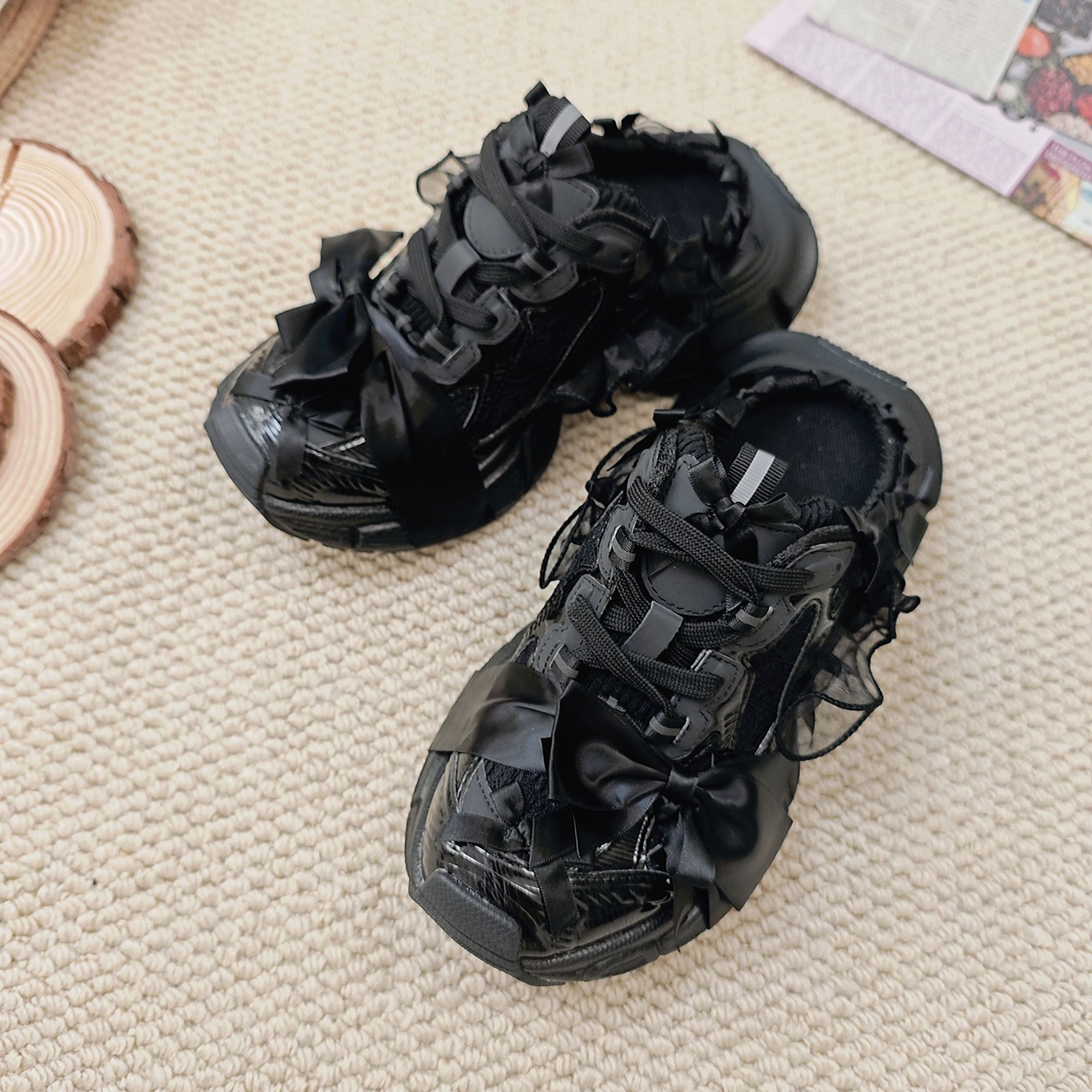 2025夏季新款休闲百搭外穿厚底蝴蝶结老爹鞋2366