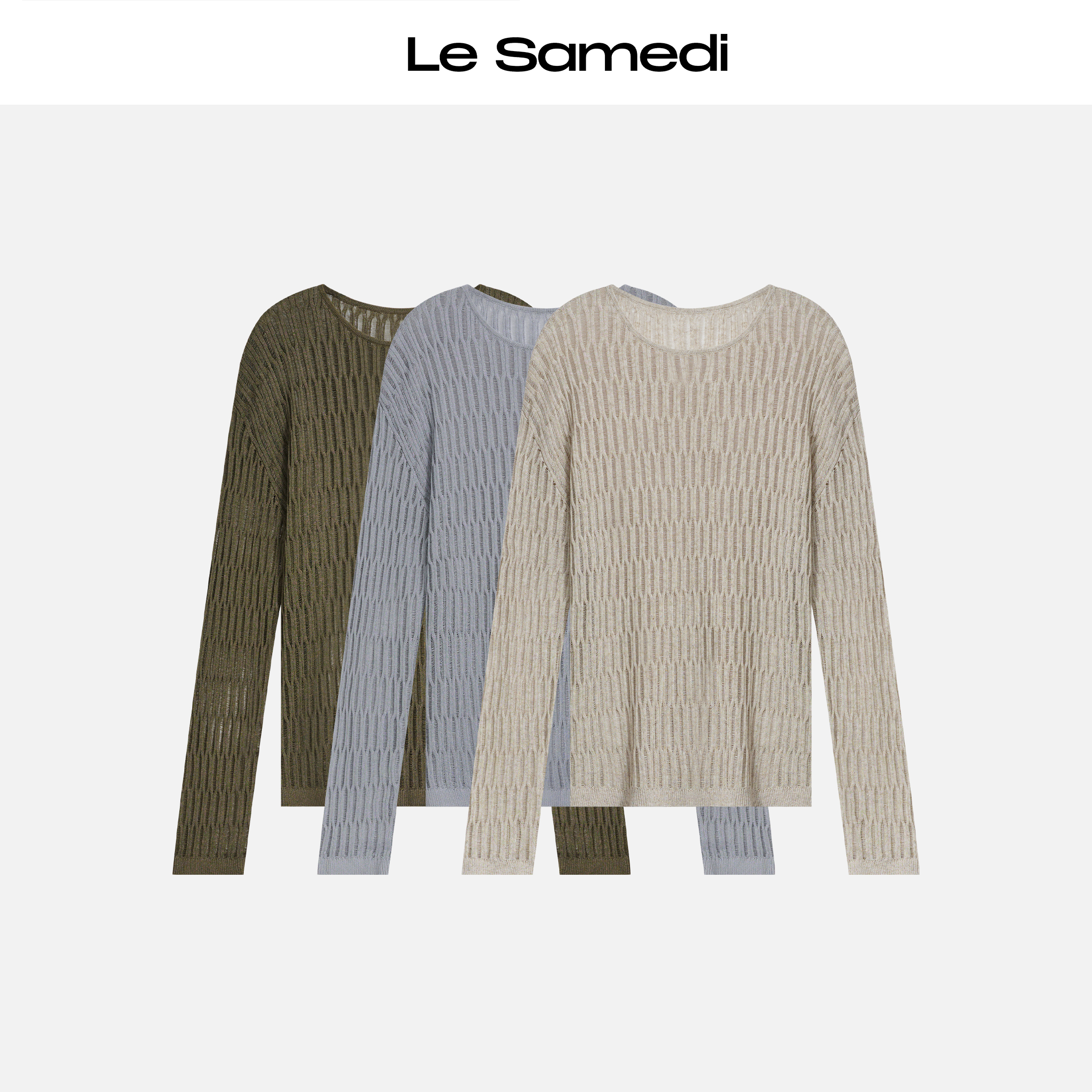 Le Samedi【捕风网】意大利奢纱 牵线镂空法式微透罩衫打底