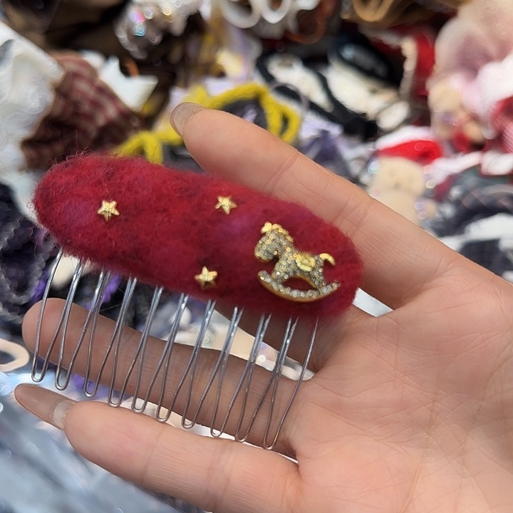 三醋酯纤维红色叉梳-80