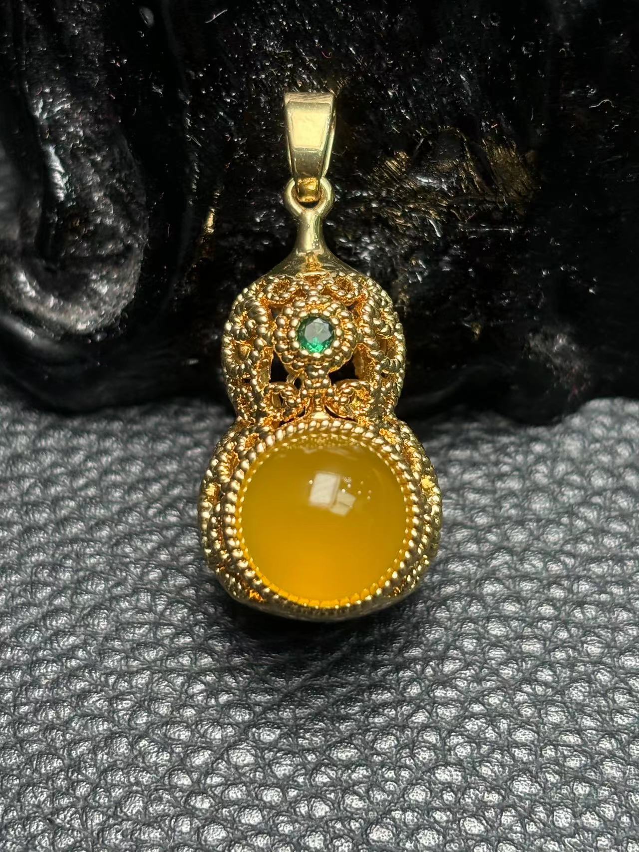 江德洋珠宝ST6861牛黄宝黄玛瑙葫芦吊坠-送礼佳品-带绳子