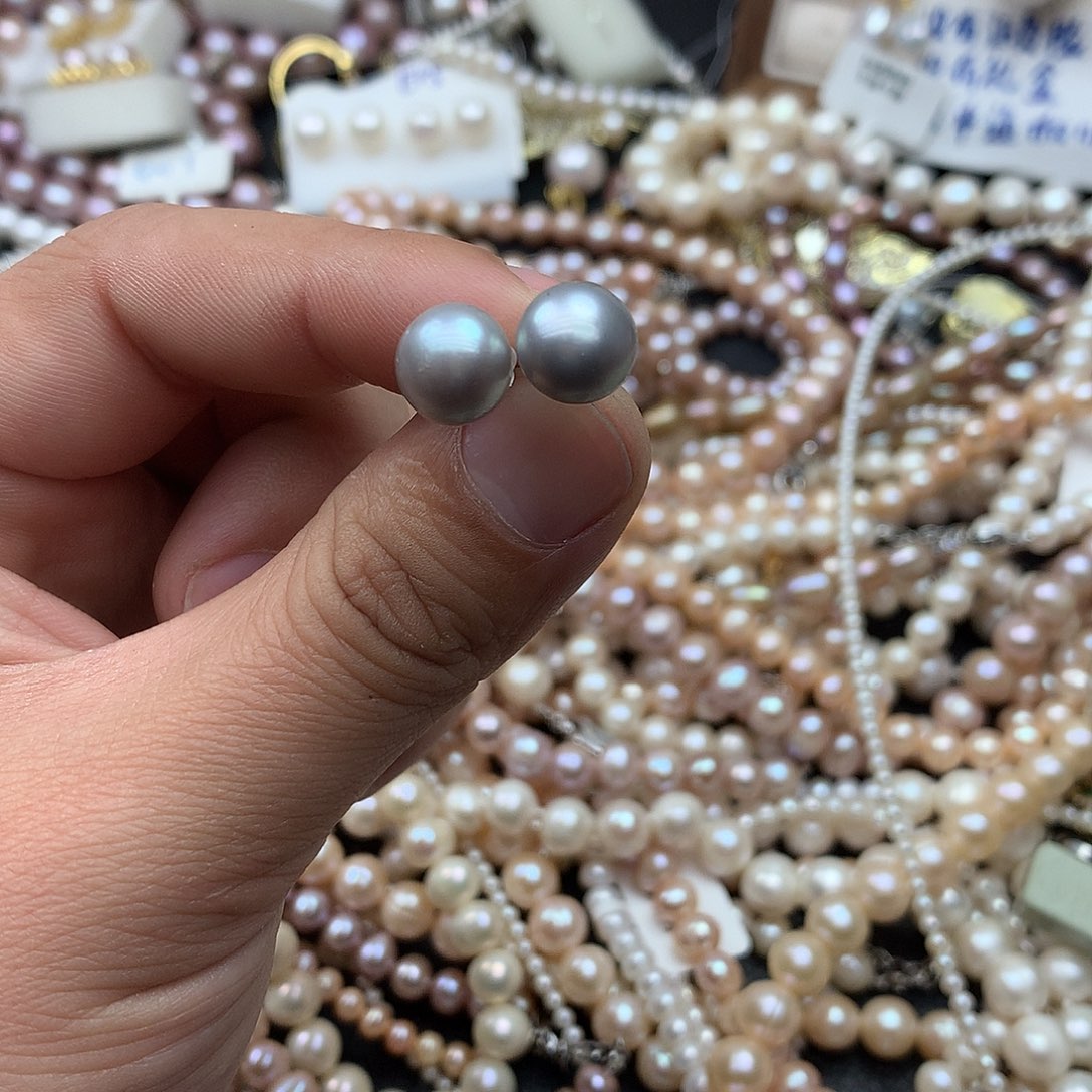 淡水珍珠9-10未镶嵌n26耳钉