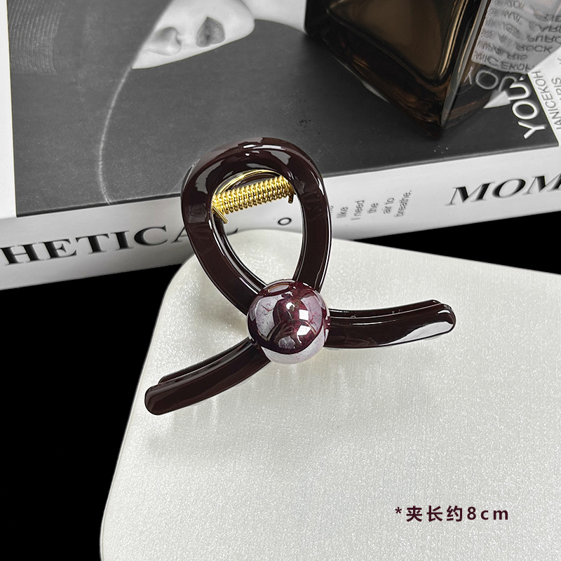 高级感8厘米珠珠夹子夹头发2025新款后脑勺中号半扎发盘发鲨鱼夹