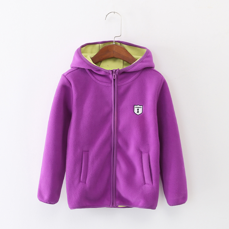 儿童秋冬季双面加厚摇粒绒连帽休闲外套 3022