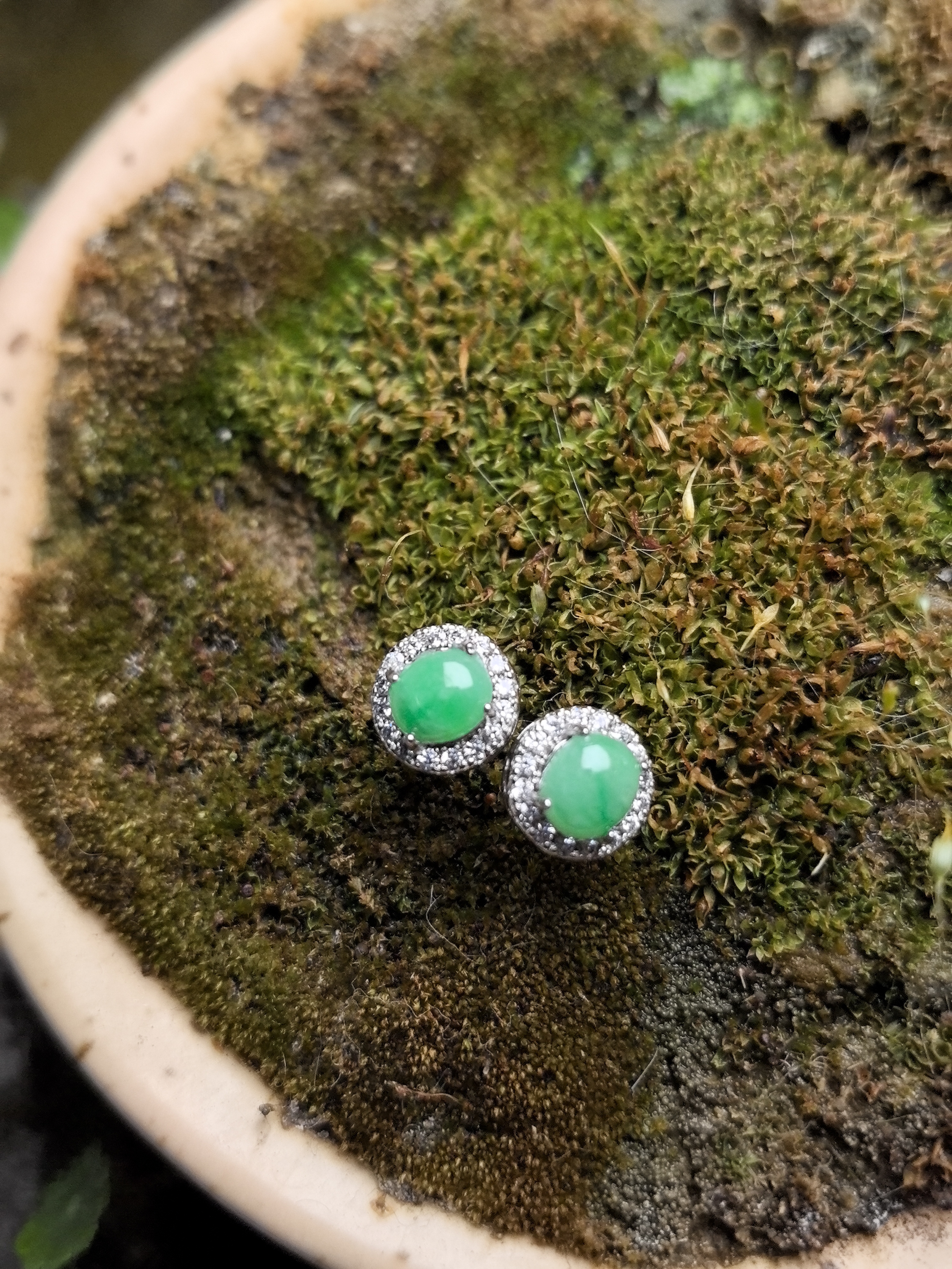 新店开业天然翡翠满绿蛋面耳钉时尚精致百搭新年礼物生日礼物