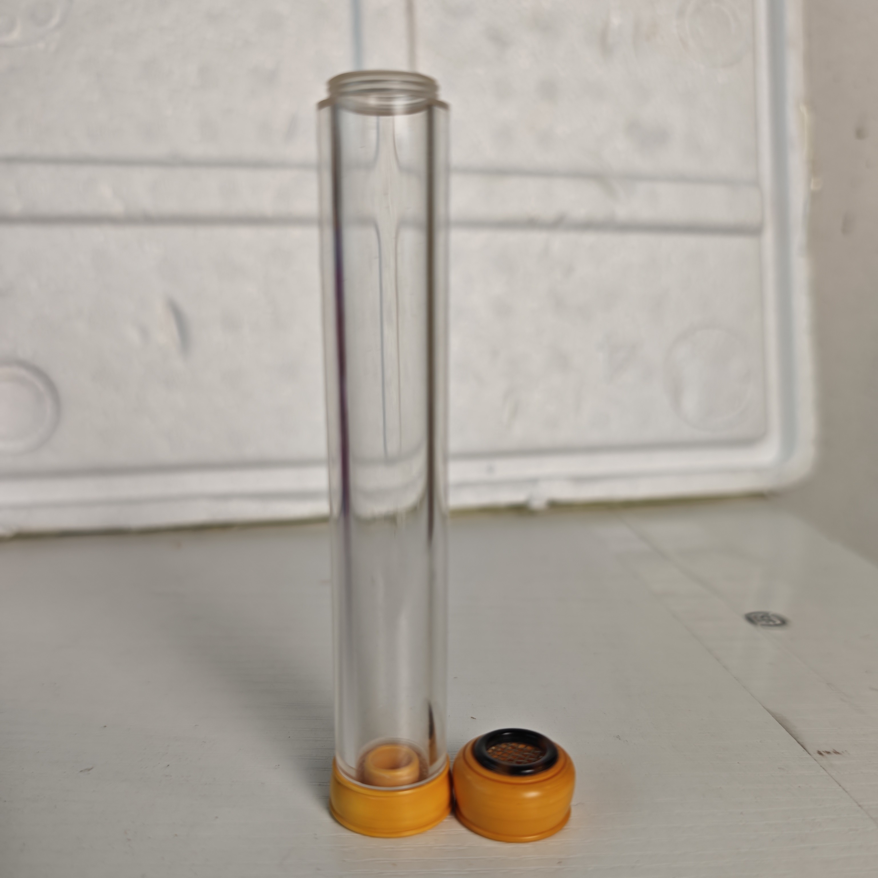 第一代密胺。黄蛉管竹蛉筒。老物件精品黄蛉管玻璃老密胺口盖