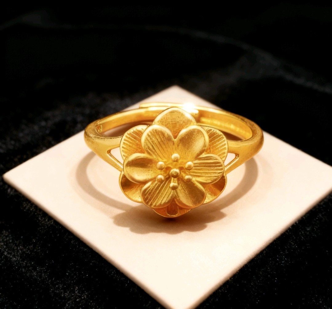 【胖福福】香港古法匠心花卉牡丹开口戒指JZ-27有色金属
