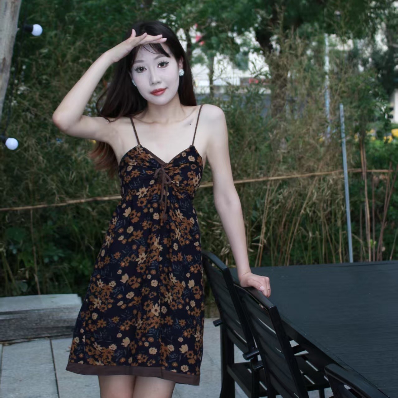 法式绝美碎花吊带连衣裙女夏季海边度假必备