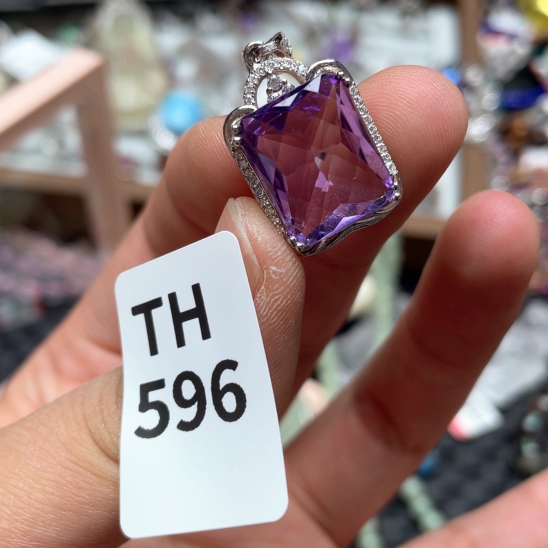 水晶吊坠银S925镶嵌吊坠