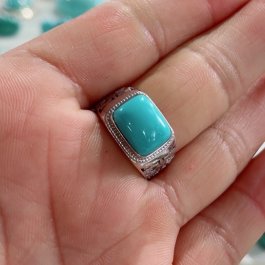 绿松石珠宝奇石银S925镶嵌