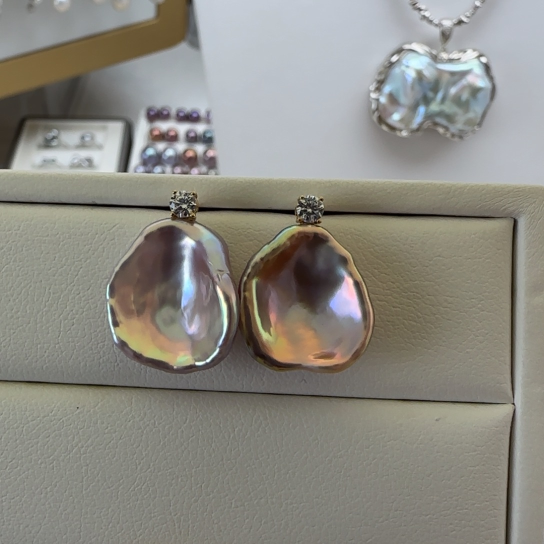 淡水珍珠耳饰18K金镶嵌