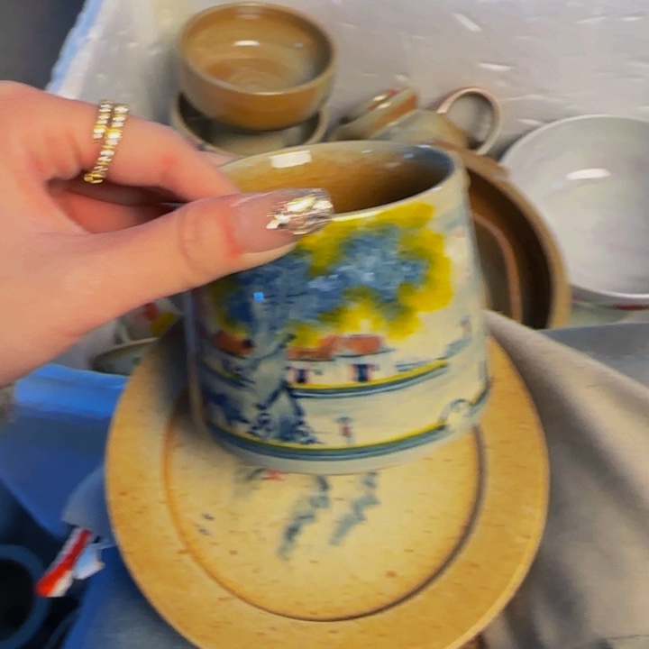 瓷片景德镇手工手绘釉下高温瓷