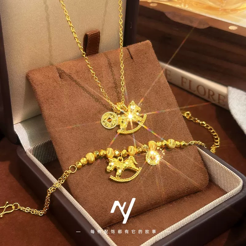 铜合金手镯  【马上有钱木马铜钱】新中式爆闪碎冰冰时尚手链项链套