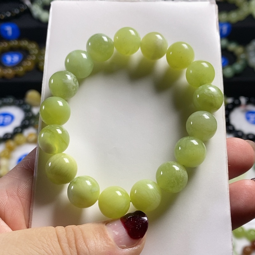 【闪购商品】蛇纹石玉手链未镶嵌卡12，飘墨