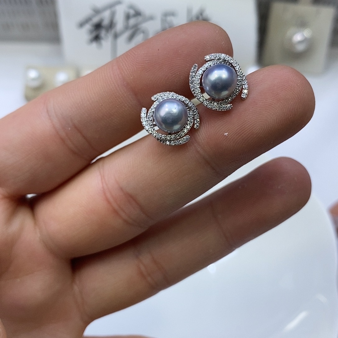 耳饰海水珍珠银S925镶嵌