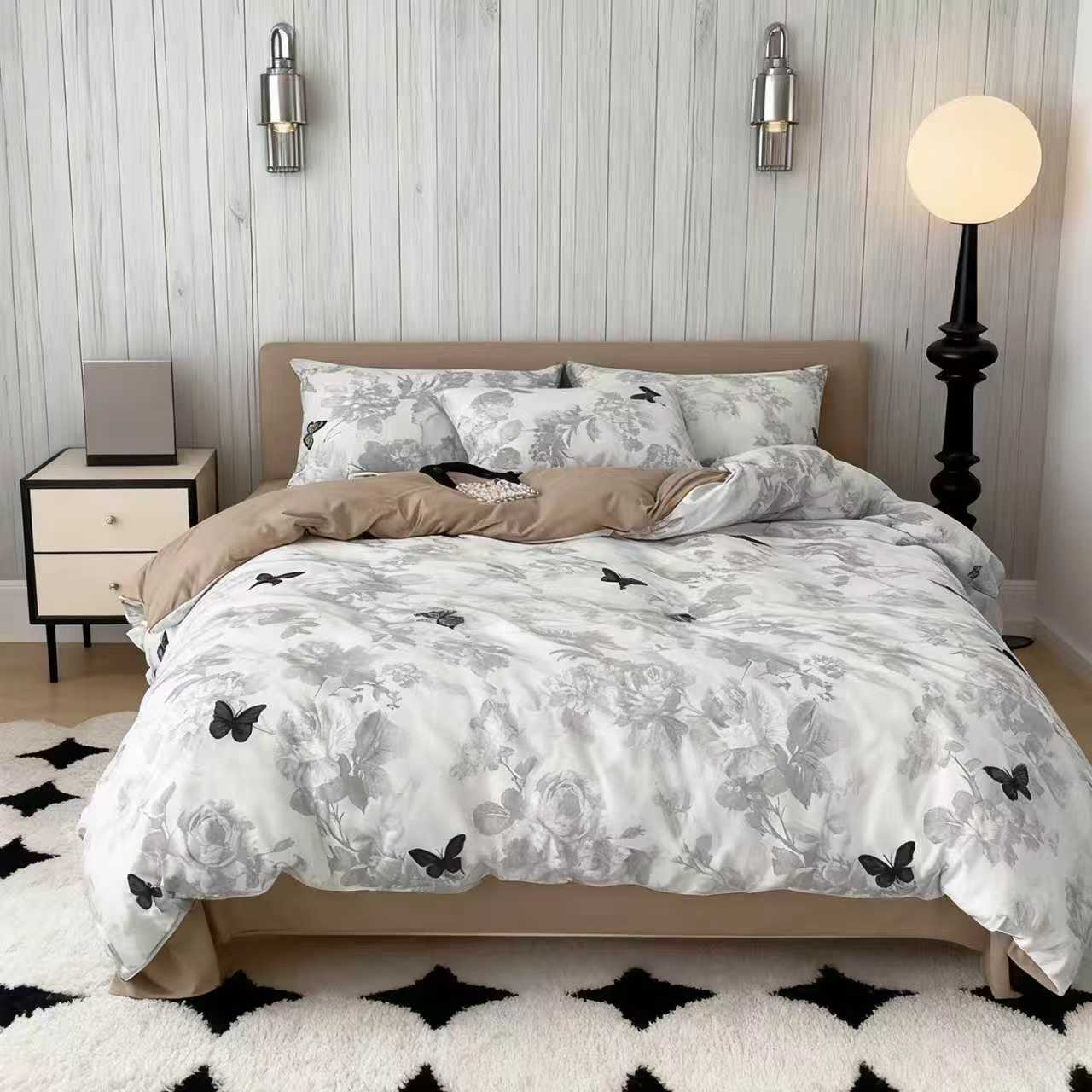 蝶赴卉牛奶绒单被套无静电床品秋冬季