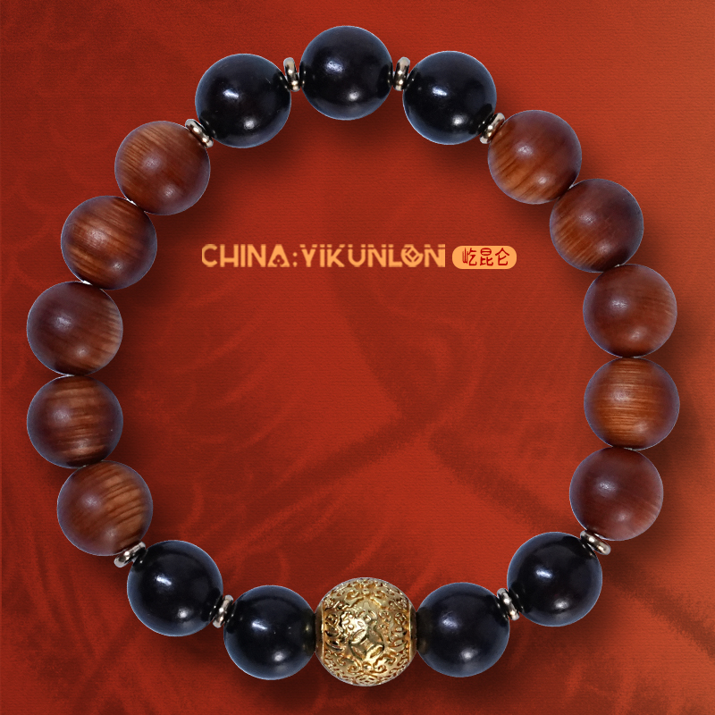 【屹昆仑】“浮光跃金”蝙蝠葫芦纹崖柏手串