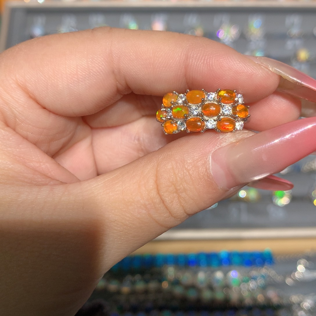 银S925镶嵌欧泊欧泊戒指l