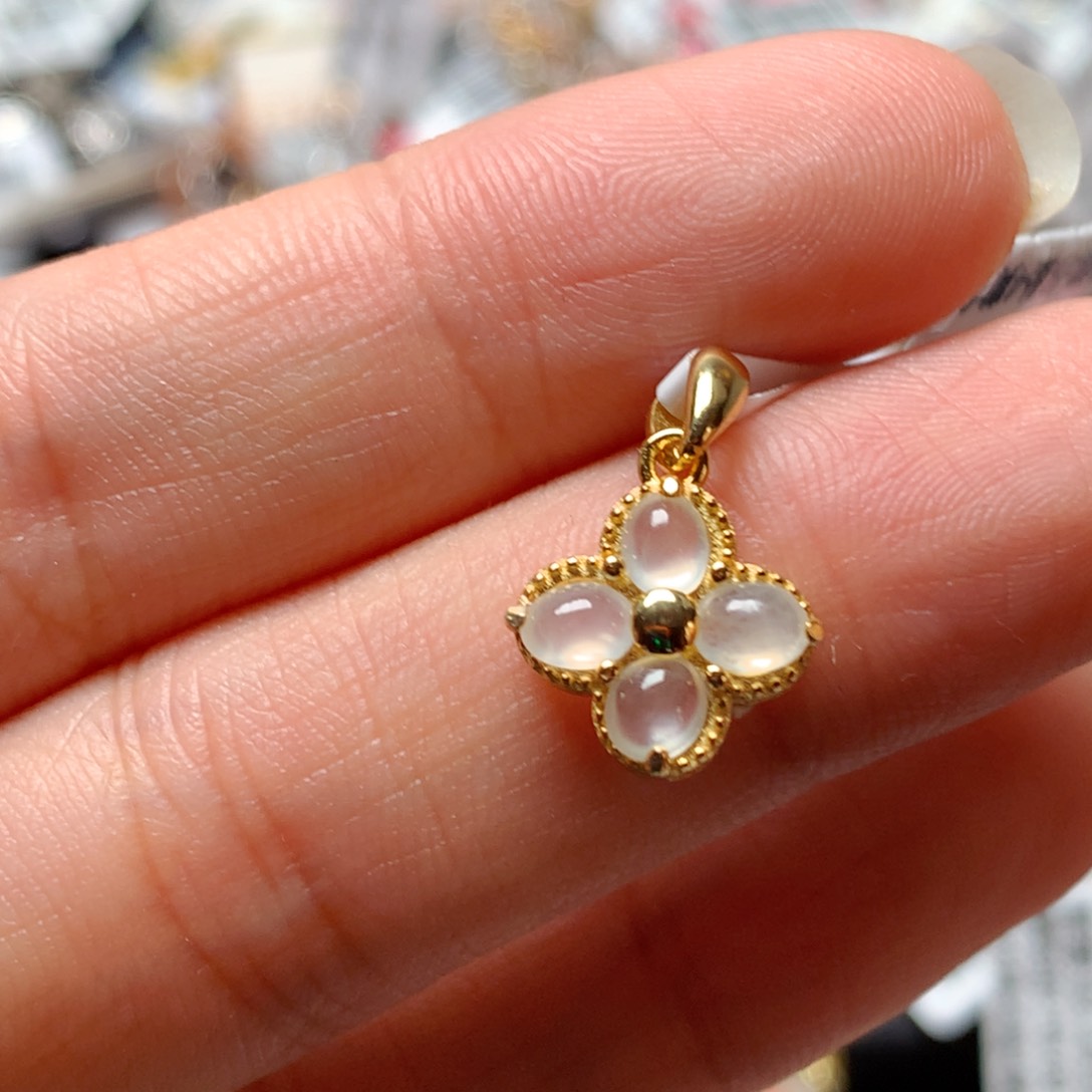 翡翠戒指银S925镶嵌天然翡翠吊坠