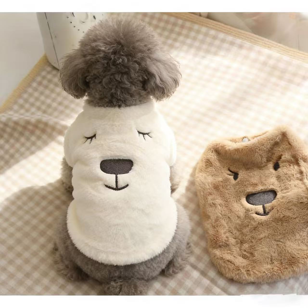 冬日梦游小熊 韩国ins毛绒马甲宠物猫咪衣服冬季保暖背心英短狗狗
