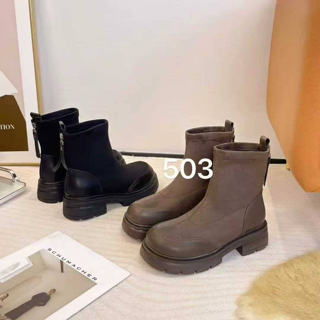 小个子厚底加绒秋冬新款英伦风爆款短靴503(短靴，加绒)