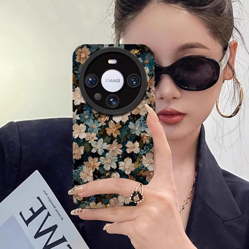【进口小羊皮】适用华为mate80pro手机壳梦幻花海彩绘mate70air唯美