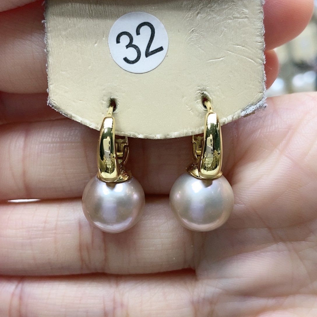 淡水珍珠耳饰银S925镀金镶嵌
