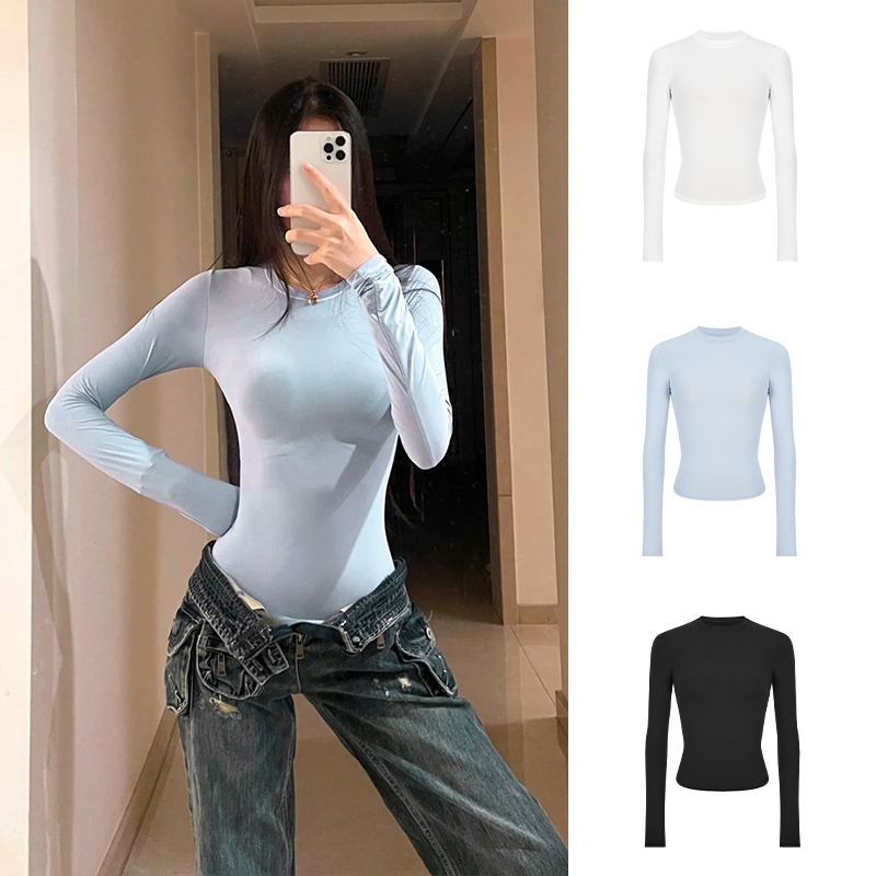 Moses Queen/魔西女王锦氨高弹T恤女 平替收腰打底衫长袖瑜伽服