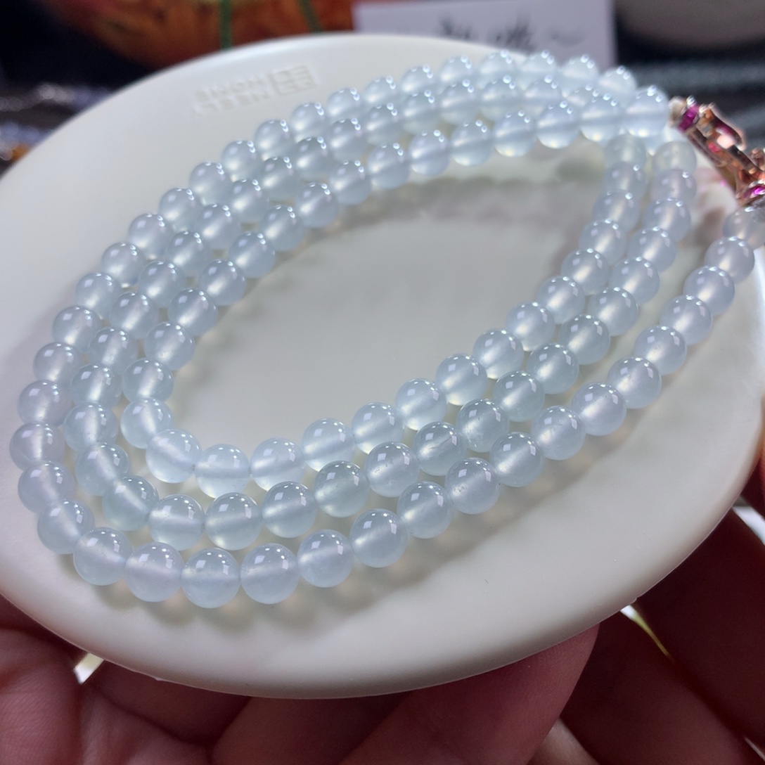 翡翠未镶嵌手链翡翠高冰波白月光卡6+