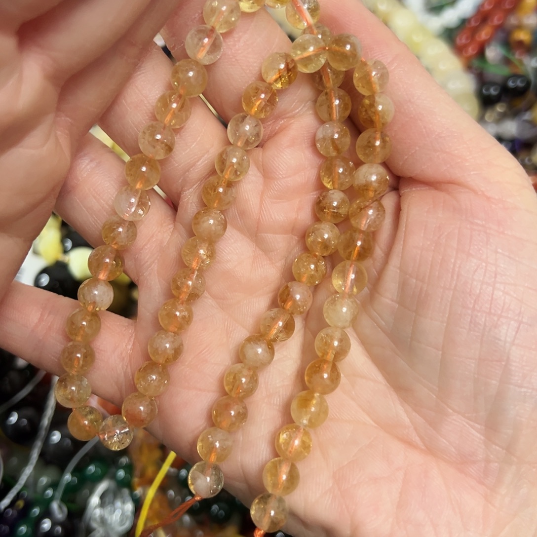 玛瑙/玉髓未镶嵌珠宝半成品，卡6➕暴力黄塔水晶一条