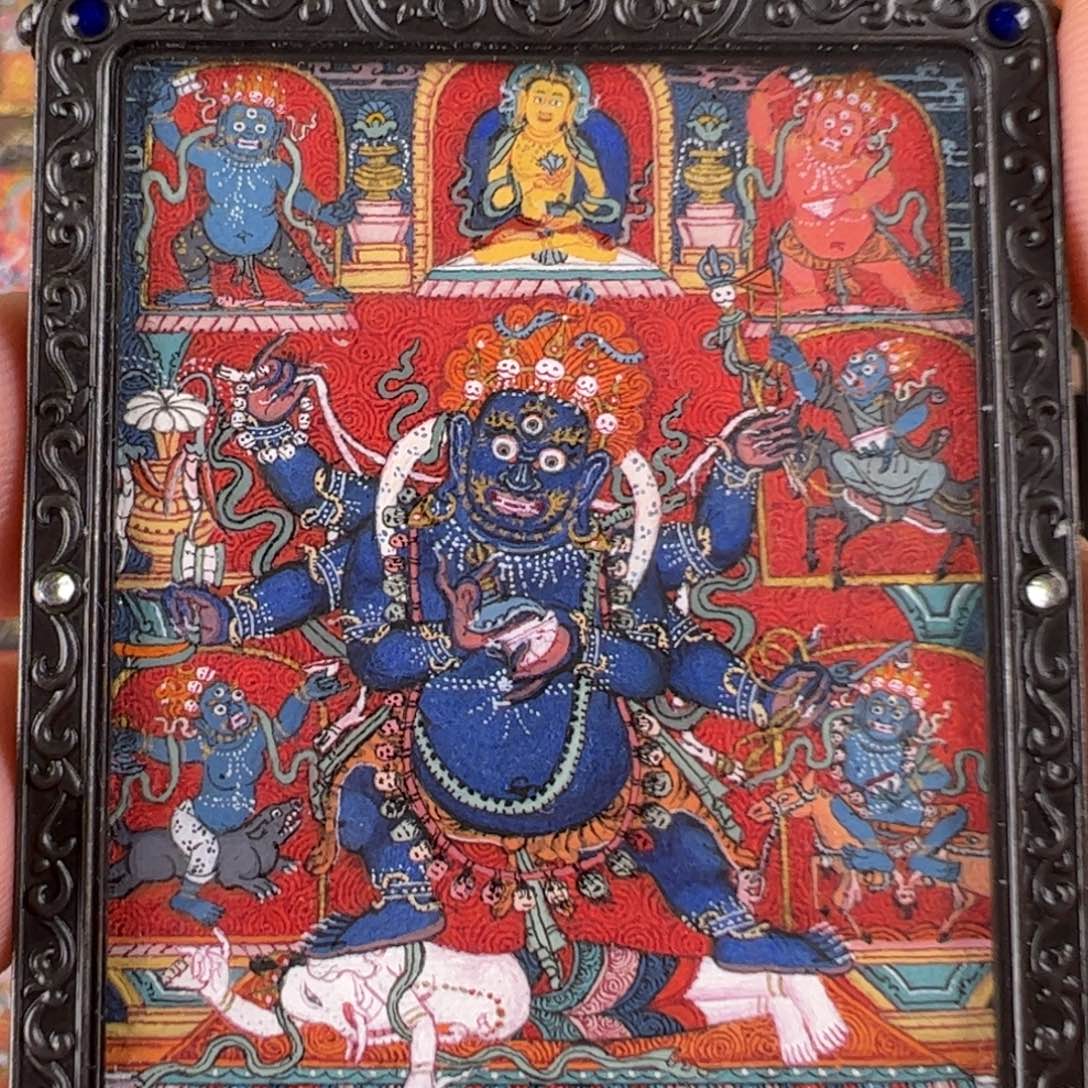 京***墨吊坠大黑天唐卡绘画作品