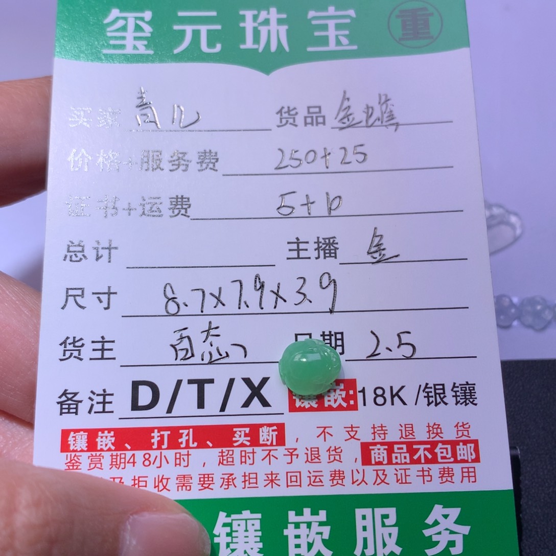 翡翠颈饰未镶嵌青*裸石