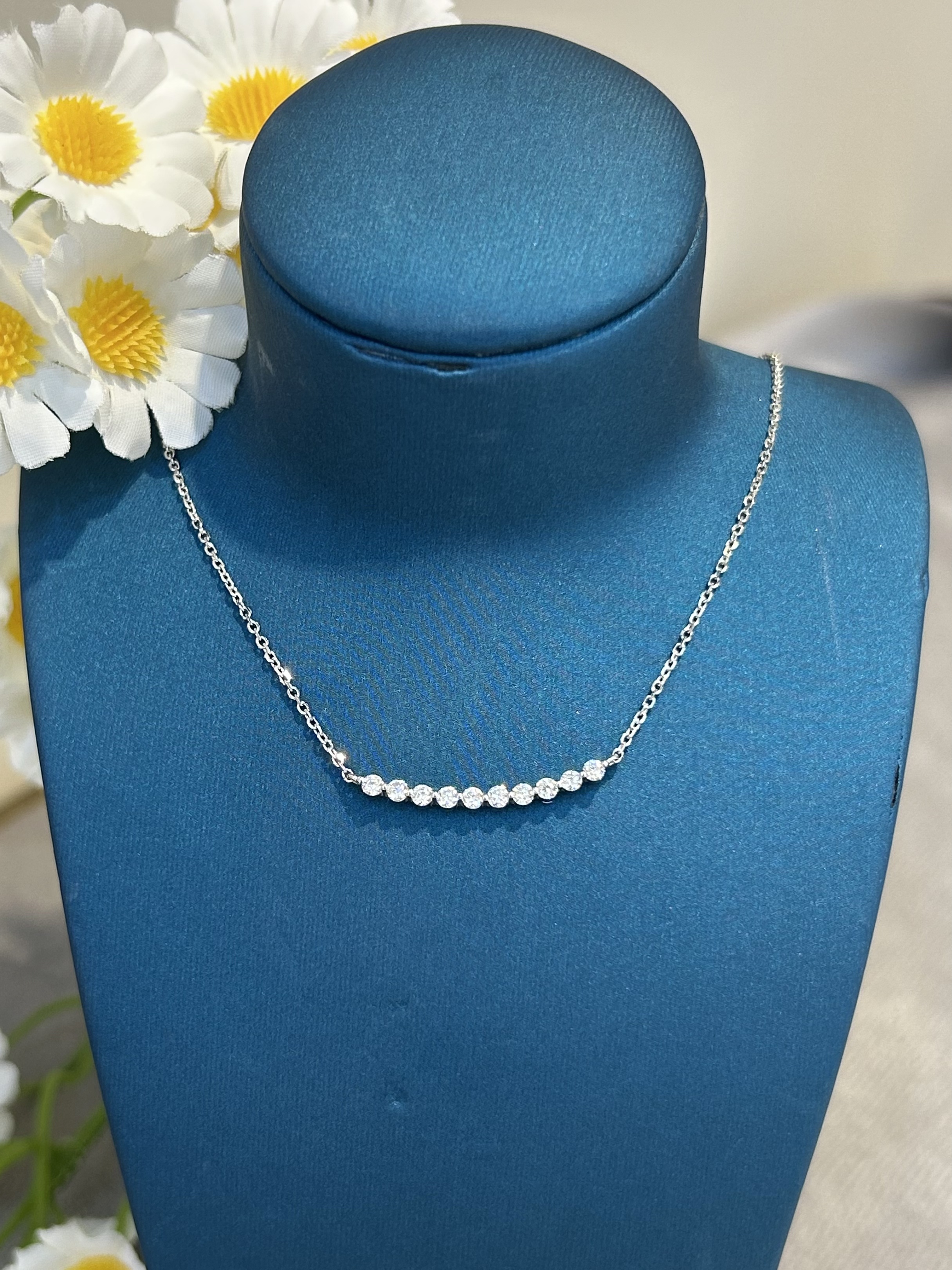 铂金PT950 镶嵌珠珠微笑套链 轻职风 颈链项 精致女