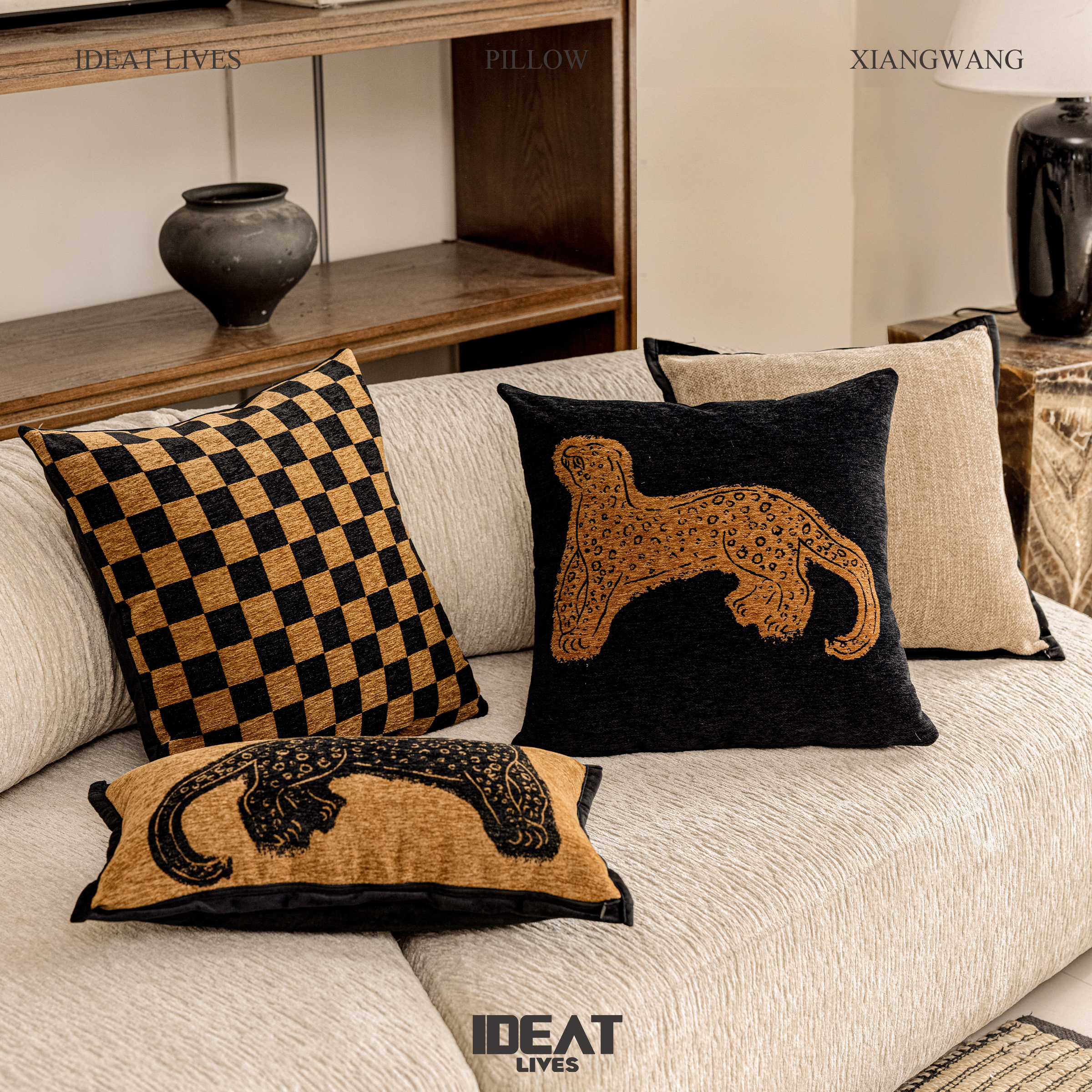 中古艺术家抱枕设计感床头飘窗靠垫民宿样板间适用装饰靠枕套可拆