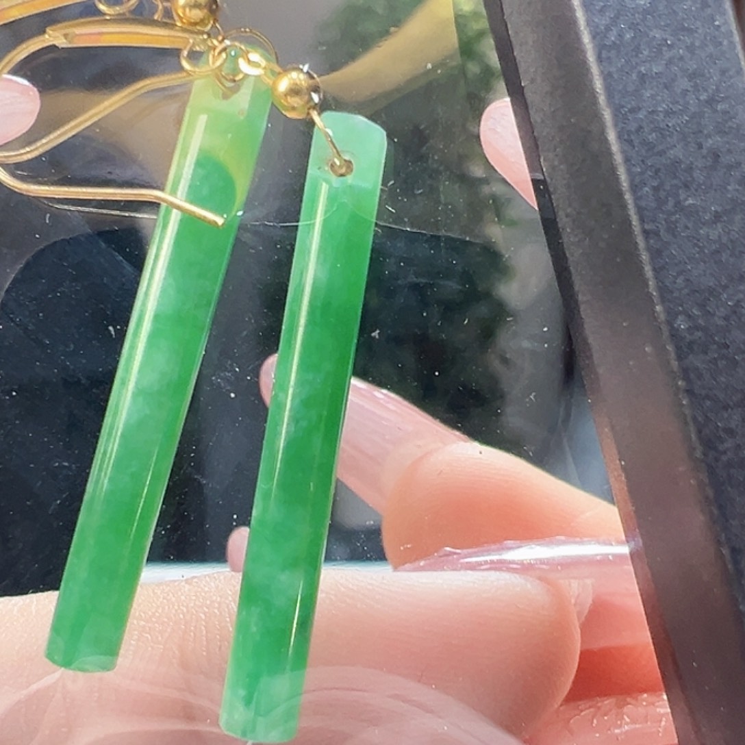 翡翠耳饰18K金镶嵌耳环18