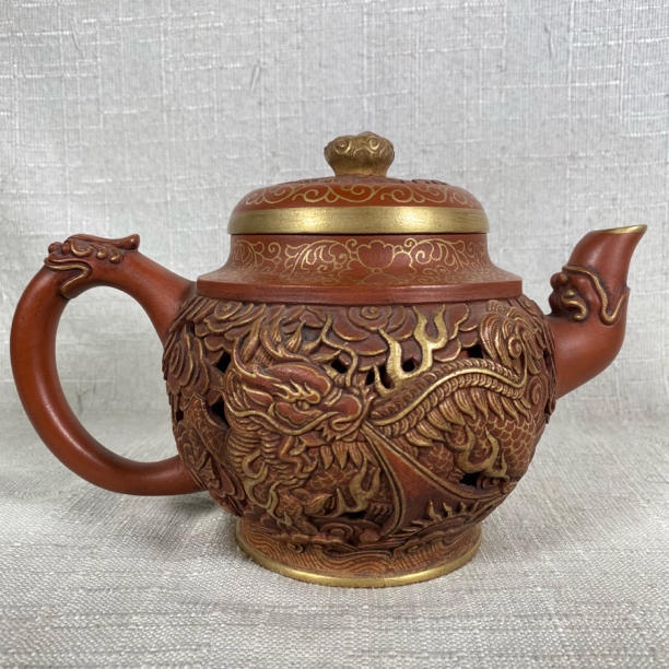 当代仿制龙壶泡茶壶高13.5宽21厘米