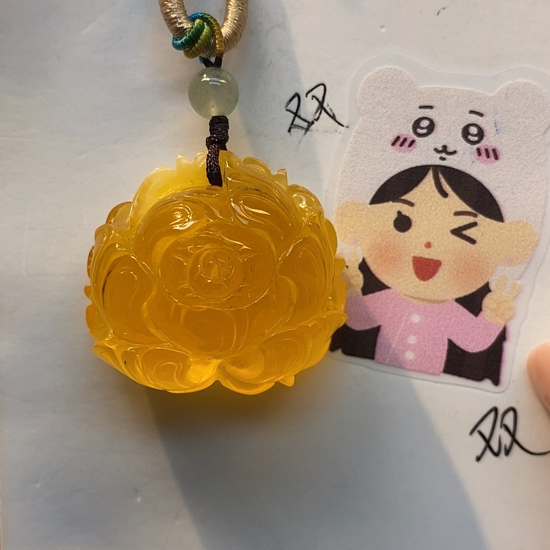 定制琥珀未镶嵌牡丹花