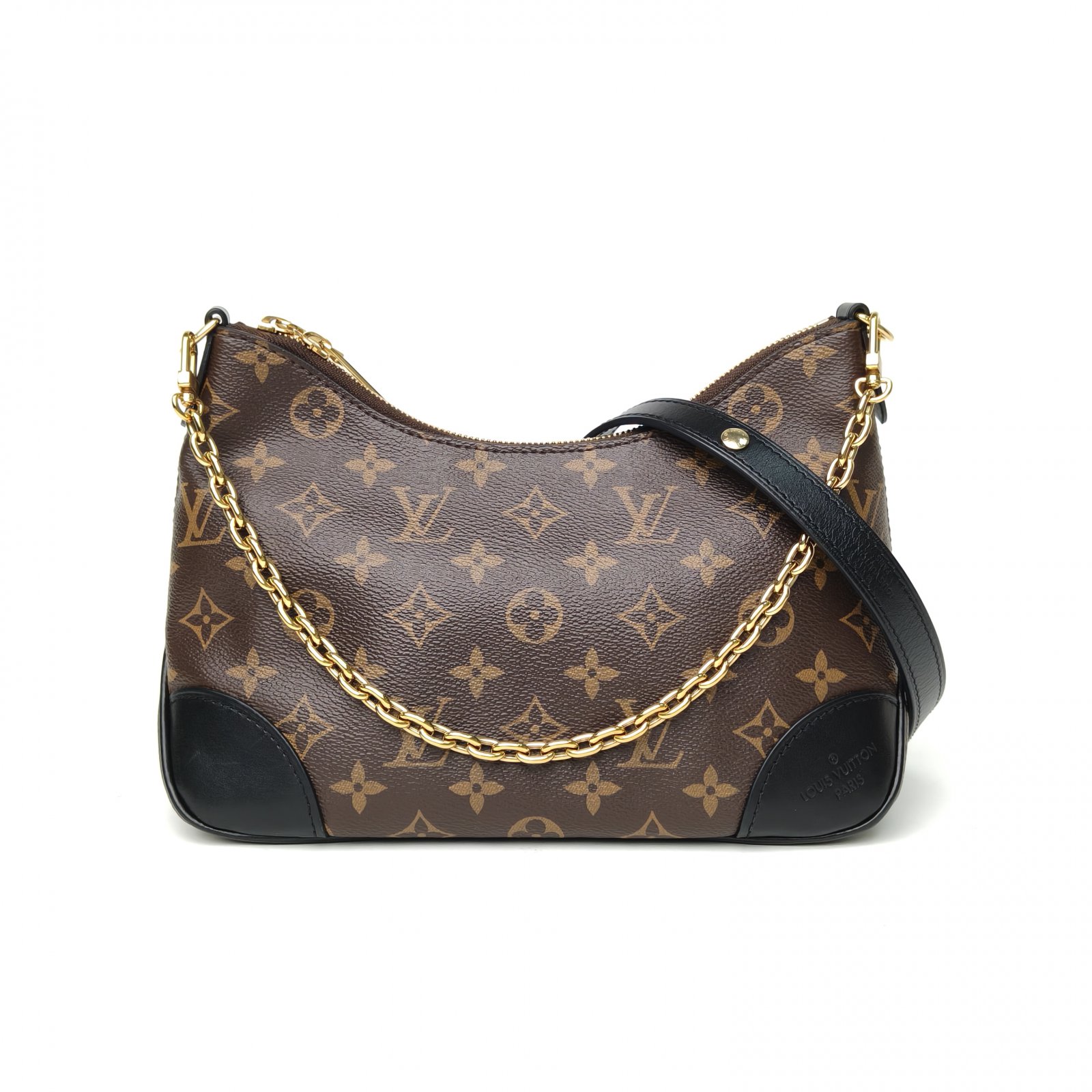 95新 LouisVuitton/路易威登 攀攀.牛角包 黑色 PVC 芯片 老花