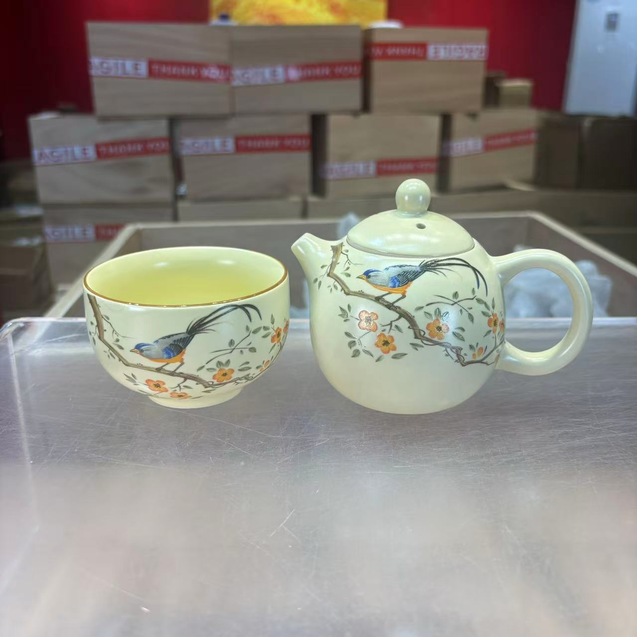秋香茶具 喜上眉梢龙蛋壶一壶一杯家用泡茶壶-3132