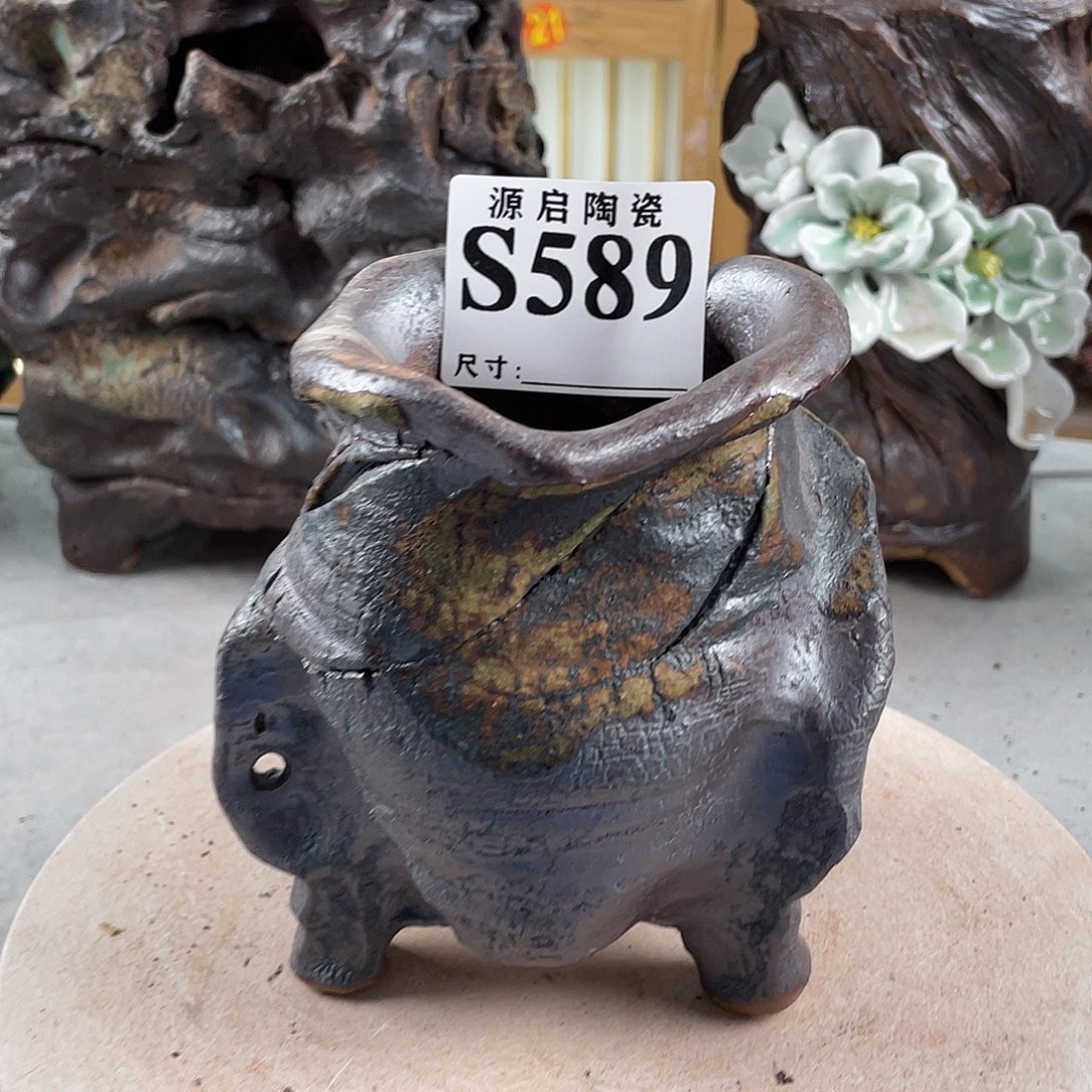 紫砂花盆景德镇陶瓷花盆589