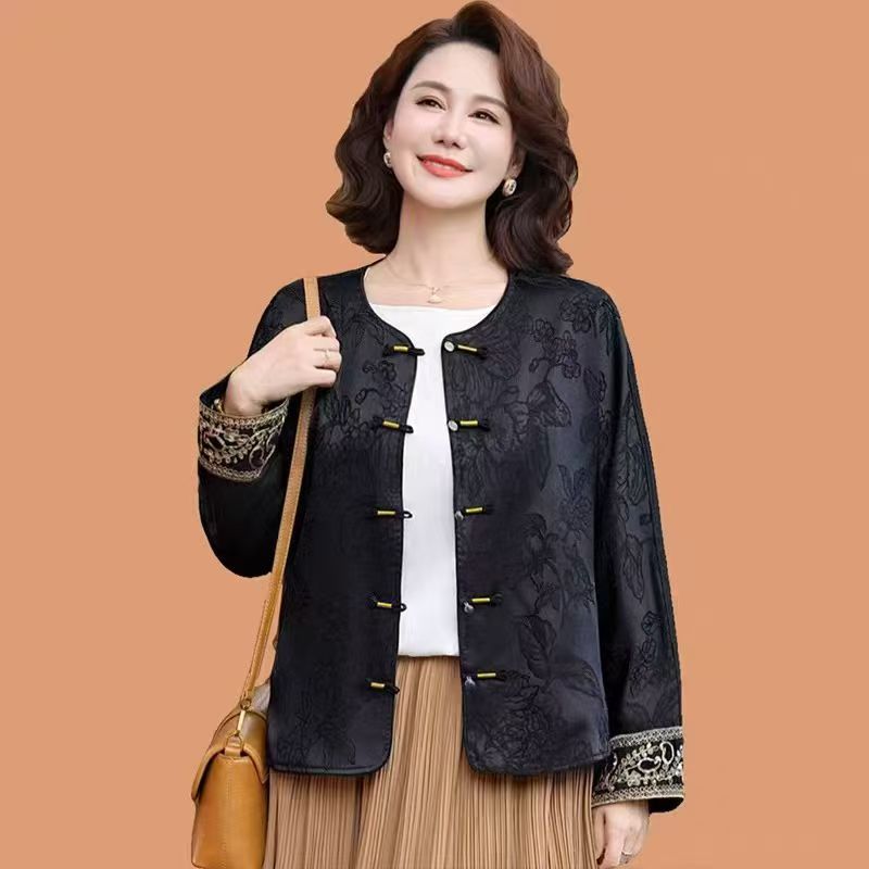 大码女装新款2025新中式长袖洋气胖妹妹宽松休闲款大码外套薄款