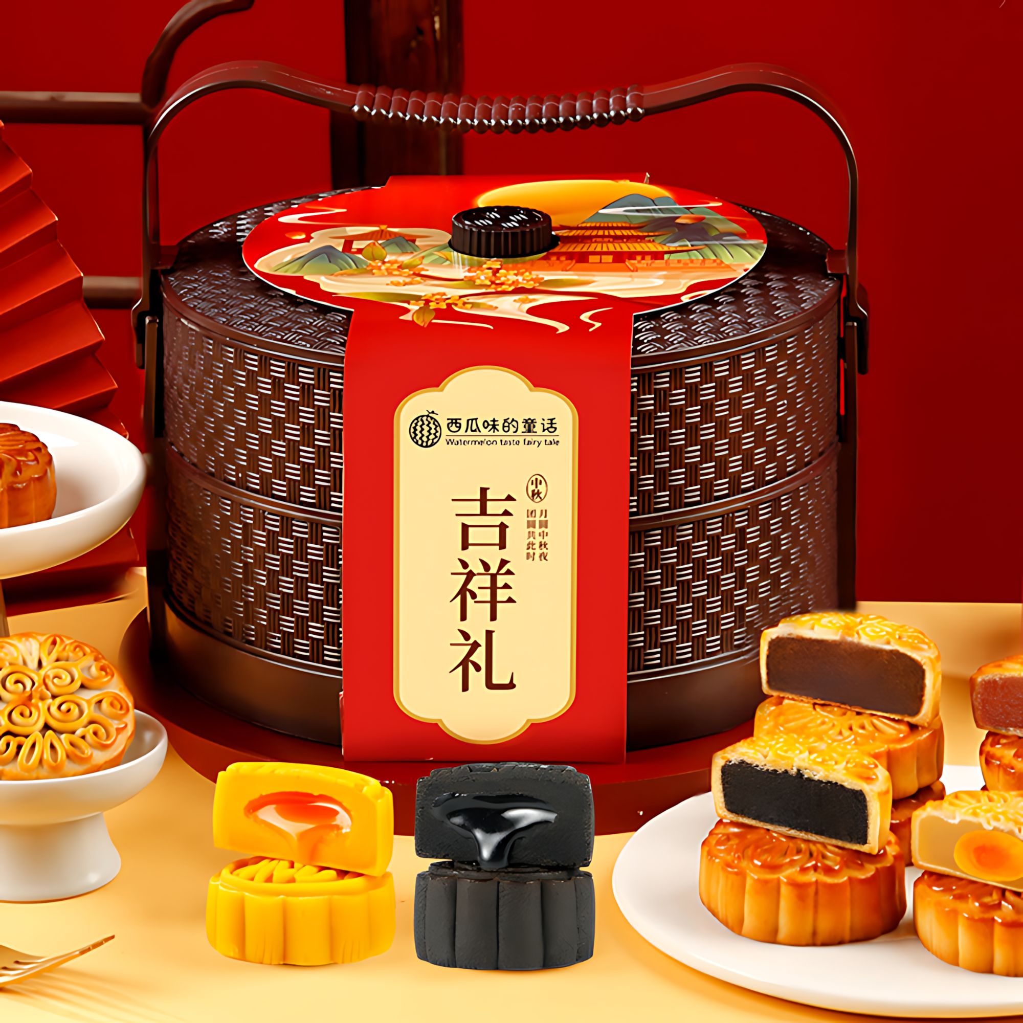 【到手2盒】高档月饼礼盒大个流心送人商场可爱甜心邮政400g8饼8味