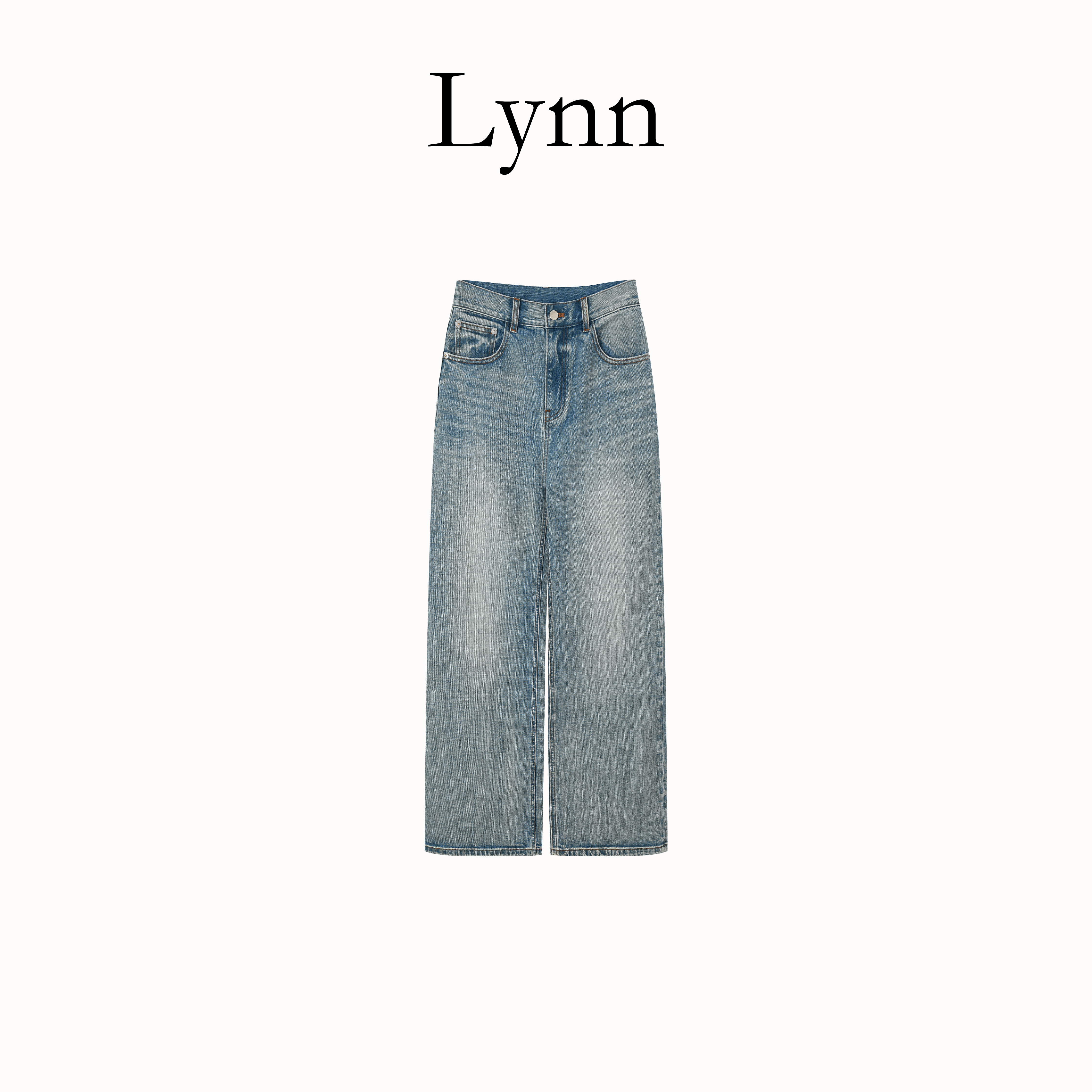 NINGLYNN STUDIO【书眠】高腰做旧牛仔裤直筒显瘦休闲裤 361139