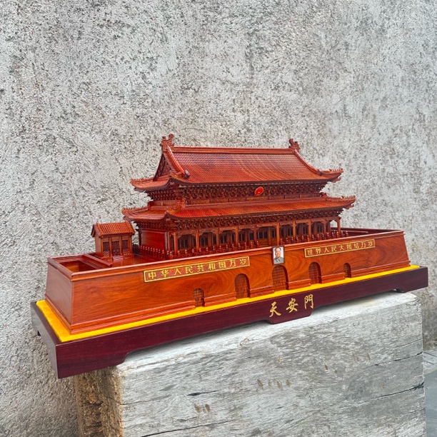 木雕天安门模型摆件中式仿古建筑工艺品礼品