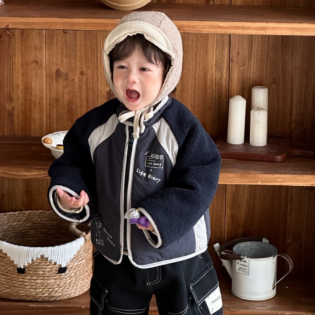 【衣乐】儿童服装2025新款冬装小宝宝衣服韩版童装立领棉衣外套男童