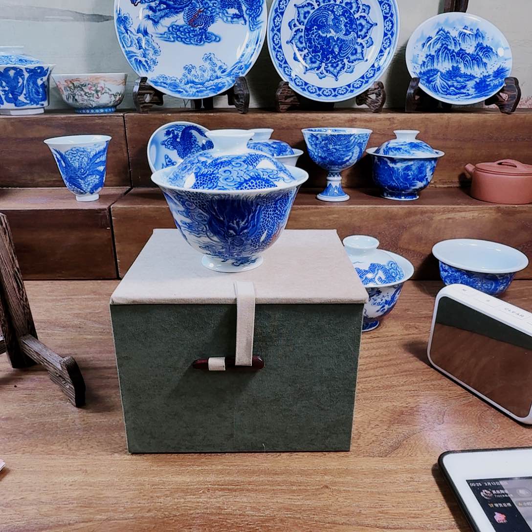 泥塑用****7盖碗手工手绘