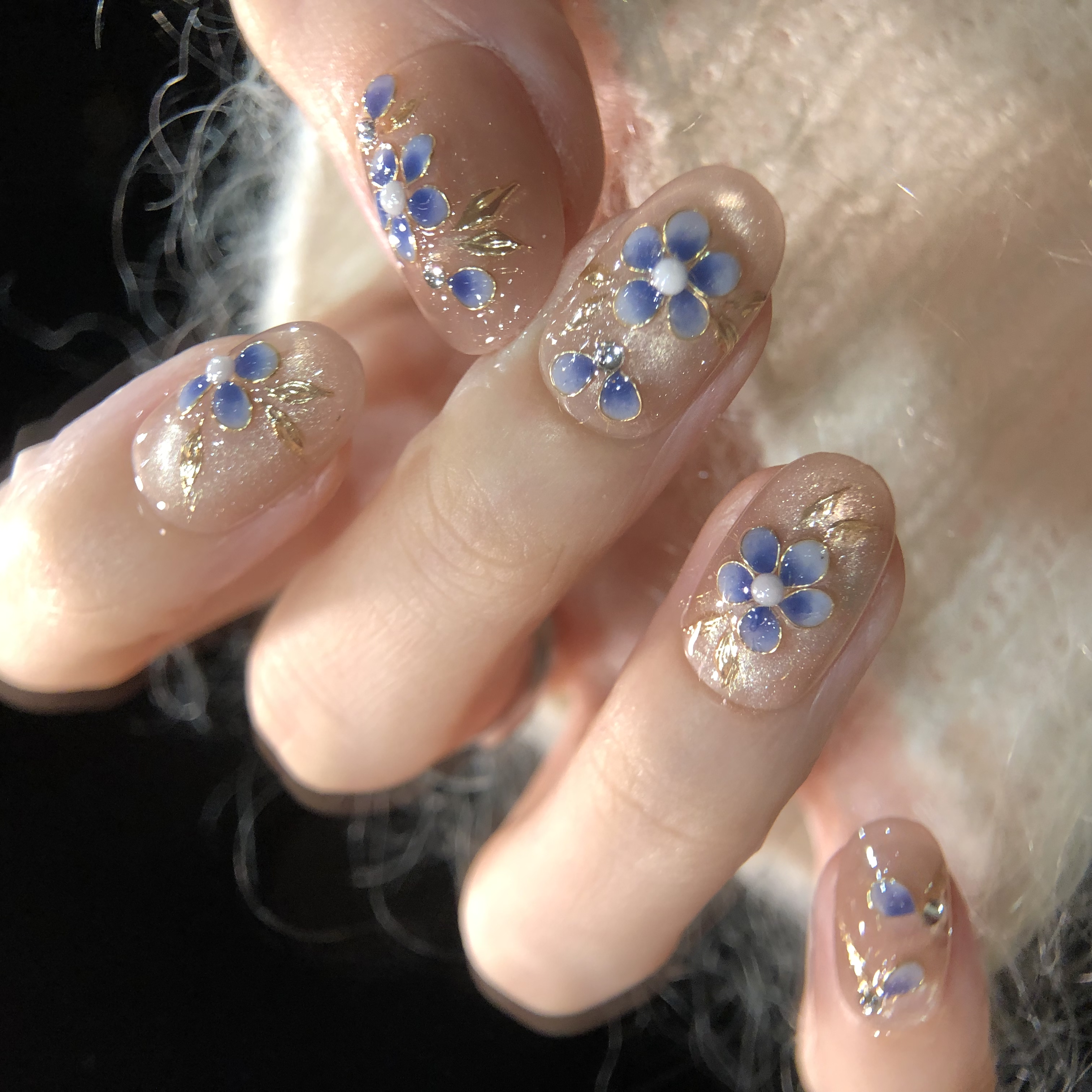 喵公子 【蓝铃语】非遗掐丝款 纯手工穿戴甲可拆卸美甲光疗甲