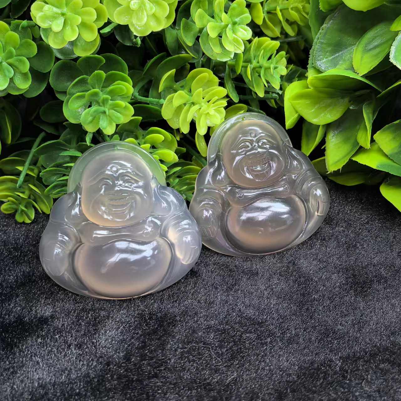 S7420极夜之冰玛瑙佛公吊坠-配珠链-多样性发货只发一件