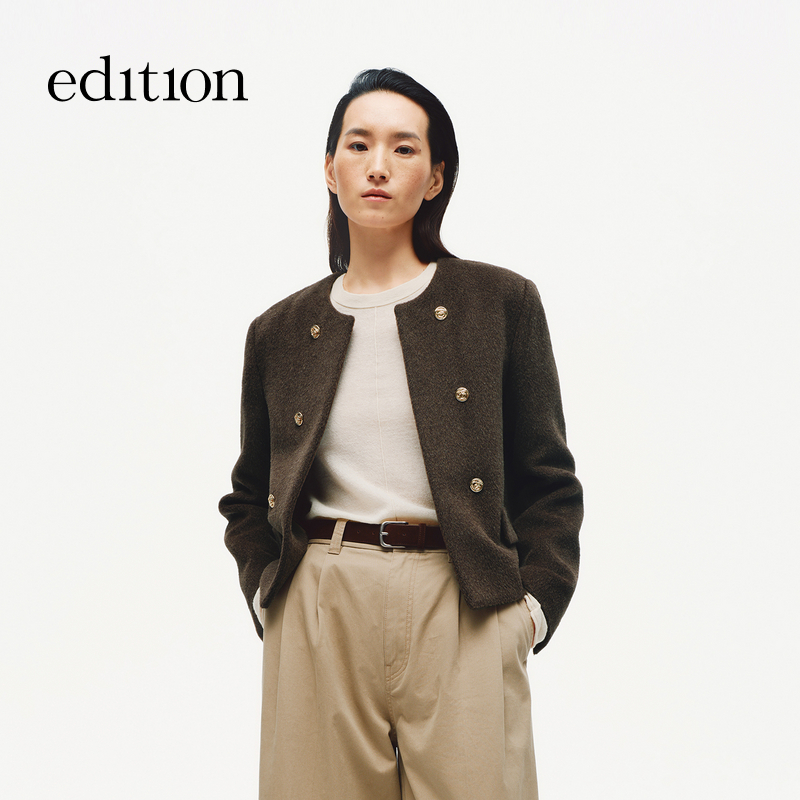 【商场同款】edition2025冬季新款小香风毛呢短款外套#EBE4COT009