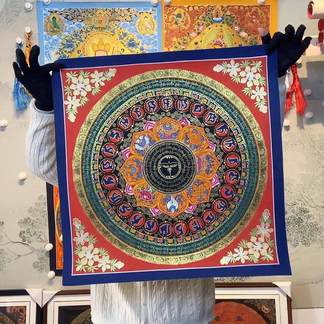 卷轴画纯手绘六字真言唐卡50尺